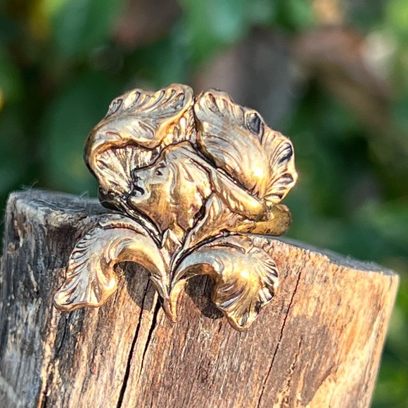 Vintage Art Nouveau Adjustable Lady Rings – Estate Gold-Plated – Size 4 to 8 - Picture 2 of 7
